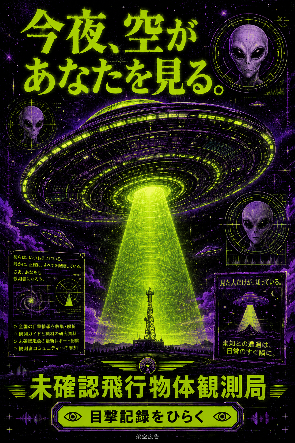 未確認飛行物体観測局の架空広告